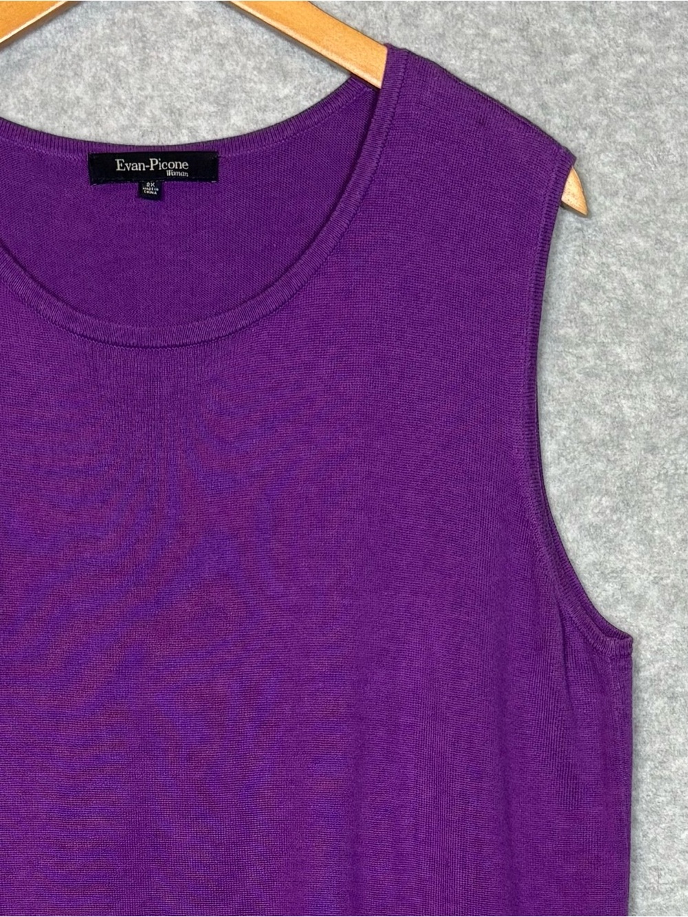 Evan-Picone Sleeveless Scoop Neck Classic Knit Tank Top Shell-Purple-Women 2X